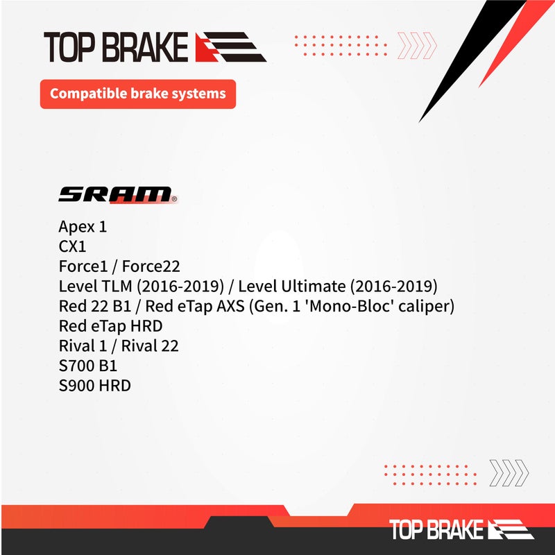 Top Brake وسادات فرامل قرص الفرامل العلوية لمستوى AVID SRAM TLM/Ultimate، Force 22/1، Red eTap HRD، Rival 1 / Rival 22، S700 B1، S900 HRD - Image 3